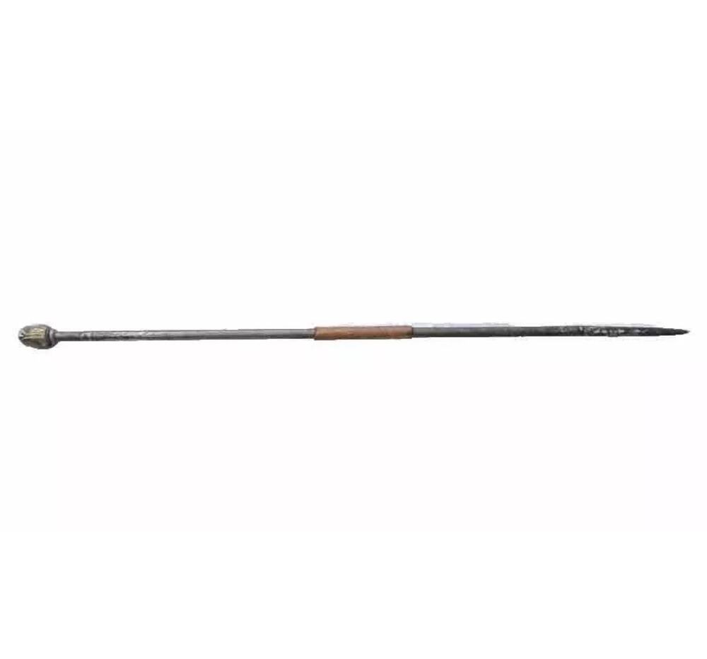 Antiq Tool Wrought Iron Leather Fireplace Poker Brass Tip Rustic Decor